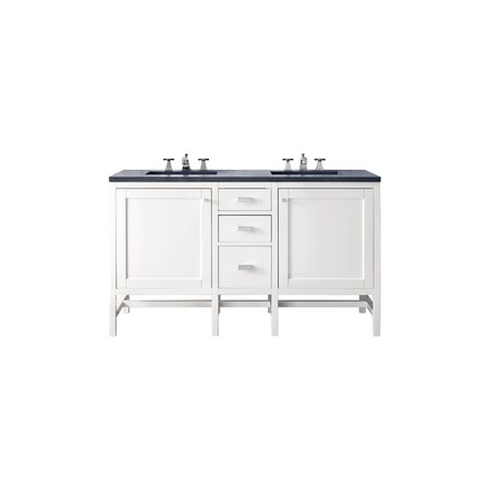 James Martin Vanities Addison 60in Double Vanity, Glossy White w/ 3 CM Charcoal Soapstone Quartz Top E444-V60D-GW-3CSP
